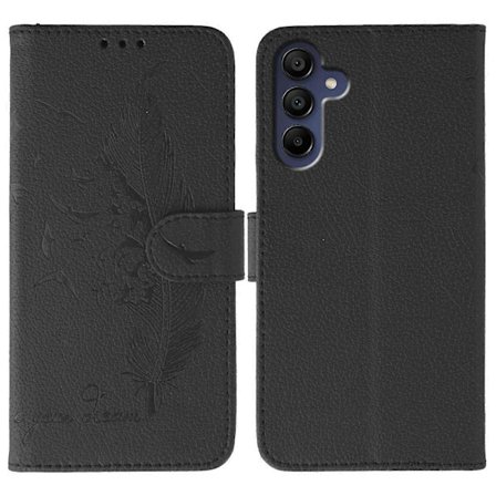 Telefoncover med fjerprint i PU-læder til Samsung Galaxy S25 FE, beskyttende wallet-cover