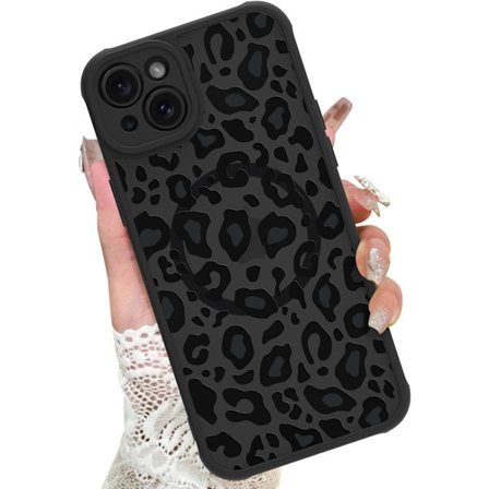 2025 Seneste Model Cover til iPhone 15 Telefon Cover [Kompatibel med Magsafe] Leopard Printet Mønster Sødt Cheetah Beskyttende Magnetisk Cover