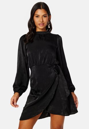 ONLY Mille L/S Wrap Dress Black Klær