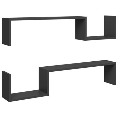 Vidaxl Vägghyllor 2 St Grå 100x15x20 Cm Konstruerat Trä Grå