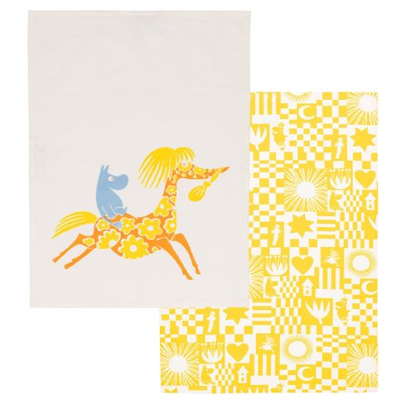 Arabia Muumi Juhlat keittiöpyyhkeet 50x70 cm, 2 kpl, keltainen