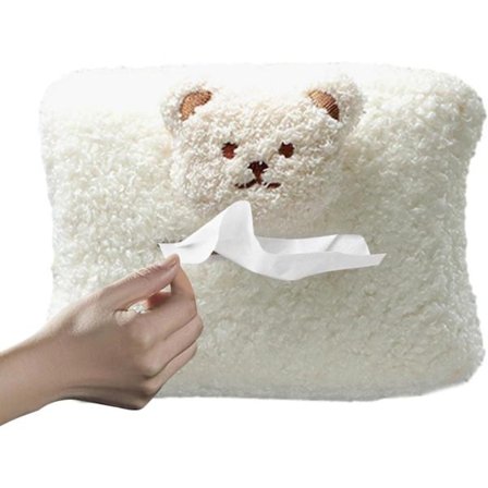 Auton pehmoinen nenäliina-annostelija - Karitsanvillan auton nenäliina-annostelija, sarjakuvapaperiteline autoon, kotiin, kylpyhuoneeseen