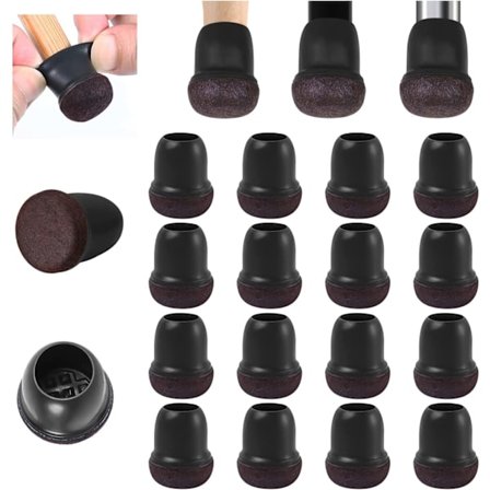 Stolbenbeskyttere, 16 Små Sorte Silikon Gulvbeskyttere