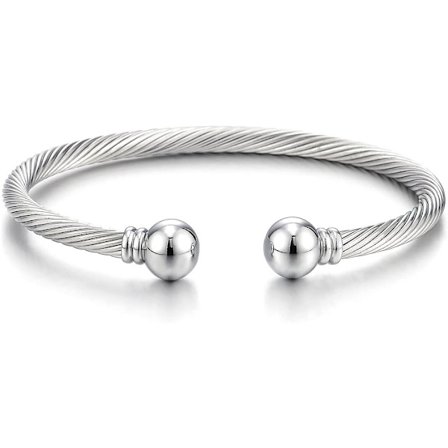 Silverfärgad justerbar armband i rostfritt stål med tvinnad kabel