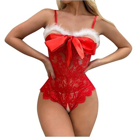 Dame mote sexy undertøysett Juleundertøy rollelek undertøysett sexy dameklær rød rutete
