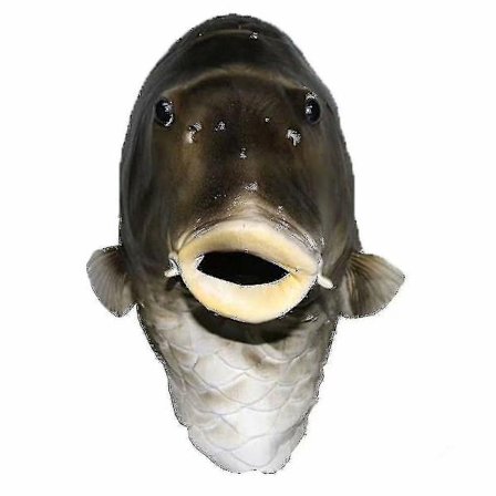 SORT FISKEMASKE LATEX DYREHOVEDMASKE GRÅ FISKEDRAGT UDKLÆDNINGSFEST VOKSEN RUYUU