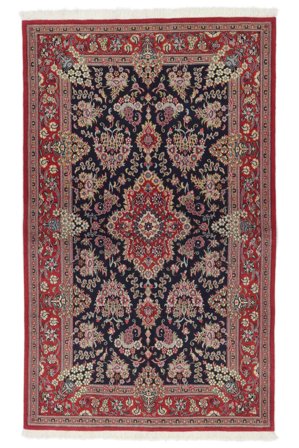 Qum Kork/Silk Rug Hand Knotted 133X217 Dark Red/Black Persia