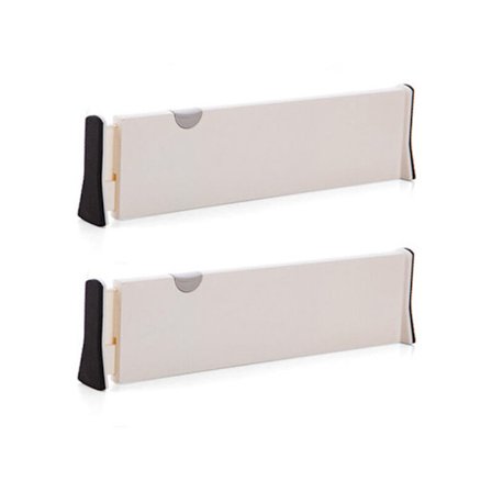 Skuffeskiller (sett med 2), justerbare skuffesorterere, (28,3 - 44 cm) Kjøkkenskuffeskiller for soverom, bad, kontor, skap--