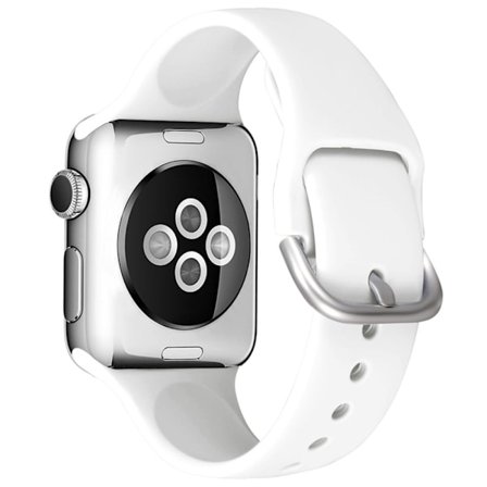 Apple Watch (45mm) silikoninen kellohihna säädettävällä tappisoljella - Valkoinen