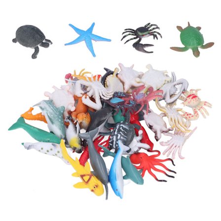 40 st. Marin Djurleksakset Miljövänliga Realistiska Havsdjur för Barn i Åldern 4 till 6
