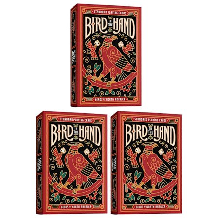 Fugle i hænderne-tema spillekort Unikke fugle på hvert kort i spillet Premium illustreret spil til sjov læring for hele familien