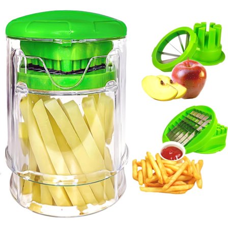 Pommes frites-skærer til hurtigt at skære kartofler - Multifunktionel, 2 rustfri stålklinger