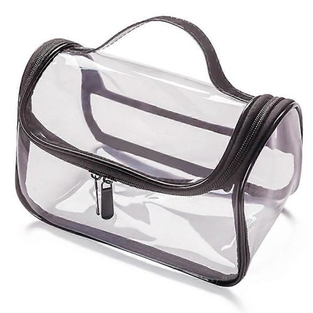 Kraftige, klare toalettmapper for reise, sminkevesker, gjennomsiktig barberveske, vannavstøtende kosmetikkveske, sølvgrå sylinder GEQ