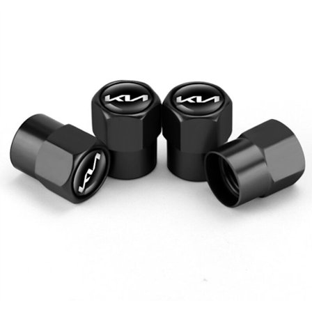 4 stk. Personlige ventilhetter til bil - Svart, Metall ventilhetter til bil, Passer til Kia KNK2 K3 K4, Dekktilbehør