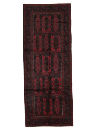 Tapis D'orient Baloutche 150X380 De Couloir Noir/Rouge Foncé (Laine, Afghanistan)
