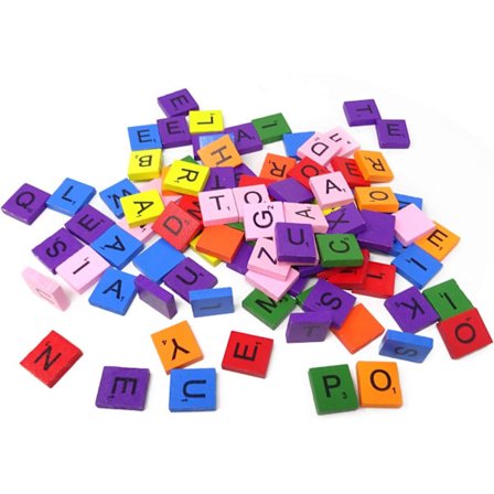 100 stk Farverige A-Z Store Bogstaver Træ Scrabble Fliser