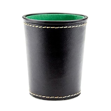 Læder Terningkop Sæt med Filtfor Tyst Ryster til Farkle Yahtzee Spil | Sort