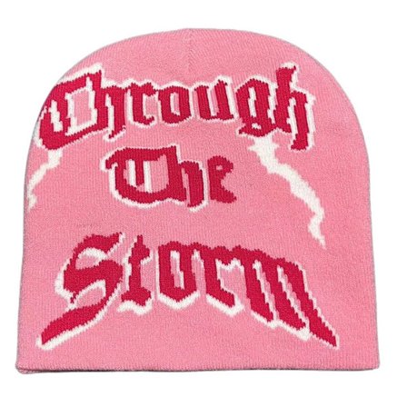 Strikkehue Hue Beanie Bonnet PINK&RED