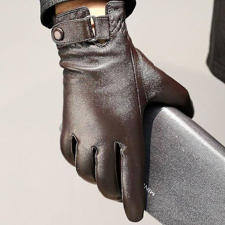 Winter Geniune Sheepskin Leather Gloves Men's Plus Velvet Driving Warm Touch Screen Mittens