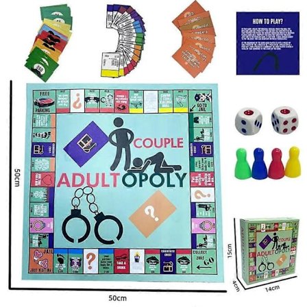 Adultopoly Brettspill Par Voksen Opoly Brettspill Forhold Kortspill Bærbart Parspill Valentinsgaver til Ham Henne..-A1