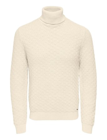 ONLY & SONS Onskay Reg Roll Neck Knit - Cream - XL
