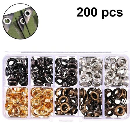 200 st ögonlockset, öljettverktygssats, öljetttångset, öljettverktyg, presenning, öljetter