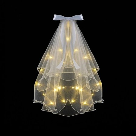 Glow Wedding Veil Bowknot Pearl Veil VARMT LJUS VARMT LJUS