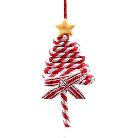 Juletrepynt Ornament Myk Leire Lollipop Rød Hvit Candy Cane Juletre Anheng Jule Nyttårsgave B