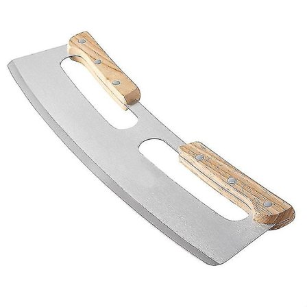 Pizzaskærer med Træhåndtag Rustfrit Stål Pizzaskærer Hjul Køkkenredskab Til Hjemmearrangement