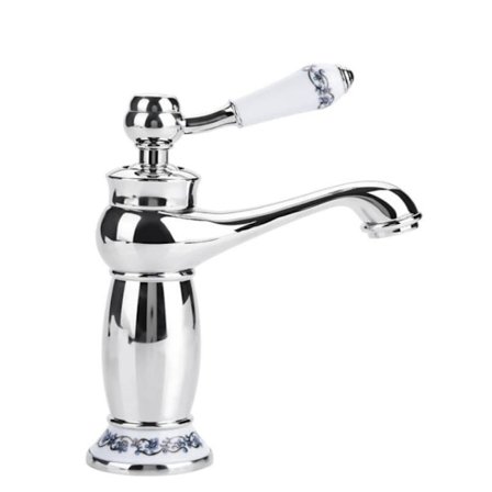 Keramisk Antik Messing Vandhane Badeværelse Vask Vandhane Blå Hvid Porcelæn Lang Hals Vintage Vandhane Mixer Vaskhane Køkken Koldt/Varmt Vand Bassin 