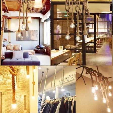 Pastorale Hamp Rep Pendent Lamp Globe Handgjord Creative Pendent Decor