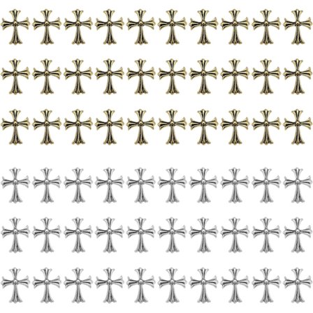 60 stk. Kors Neglekunst Metal Charms 3D Punk Neglepynt til Mani