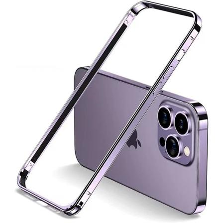 Alumiininen metallipuskurin case Yhteensopiva Iphone 15 Pro Metallirunko Panssarikehys Ohut kovakotelo Pehmeä case Purple