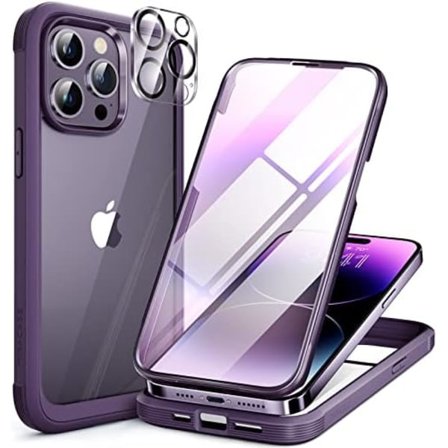 Miracase Glass Series Designad för iPhone 14 Pro Max Case 6,7 tum, [2023 Upgrade] Bumper Case med inbyggd 9H härdat glas Scr
