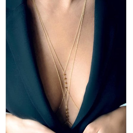 Enkel BH-kroppskedja Halsband Mage Midjekedja Sexig Koppar Paljetter