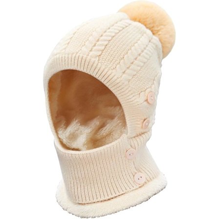Varmt skjerf vinter beige strikket hatt skjerf maske sett one size unisex tilbehør for kaldt vær