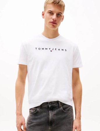 Tommy Jeans Tjm Reg Linear Logo Tee Ext - White - XS
