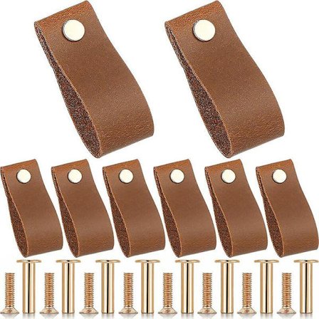 8 st läderhandtag läderlåda handtag lådknoppar handtag skåp handtag knopp garderob byrå lådhandtag med gyllene skruvarSup