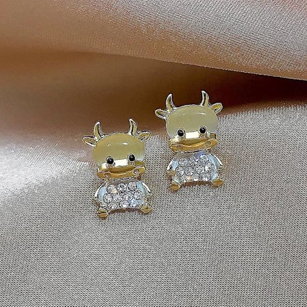 Stjärntecken Ox Emalj Stud Örhängen Tjur Örhängen Guld