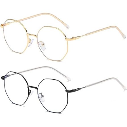 2-pakkaus sinistä valoa estävät lasit Tietokoneen silmälasit Kuusikulmainen