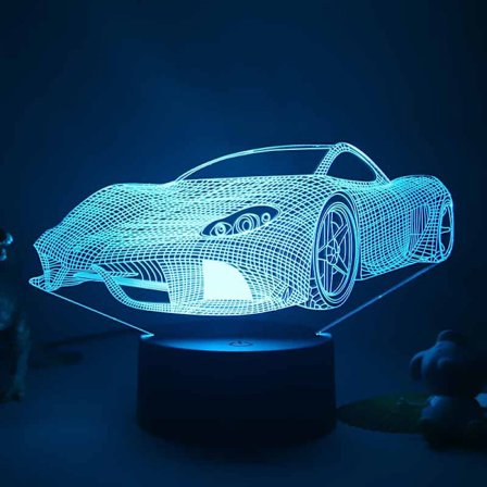 Urheiluauto 3D-lamppu Yövalo kaukosäätimellä ja kosketusohjauksella