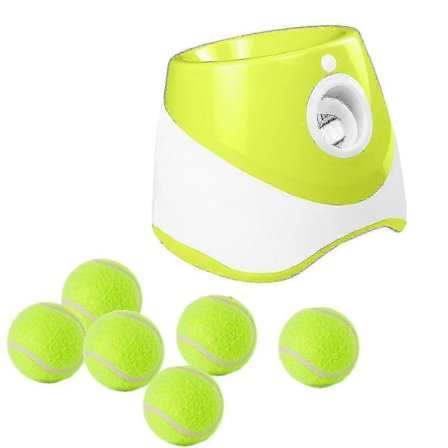 Automatisk bollkastare för hundar med 3/6/9 bollar, hållbar bollkastningsmaskin för små och medelstora hundar 9 bollar fluorescerande