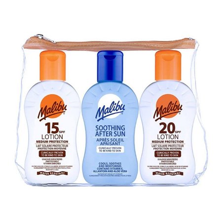 Malibu Malibu Sun Travel Essentials with Medium Suncream Protection and Soothing A 3 x 100 ml, Skincare, Solcreme, Solcreme Til Ansigtet