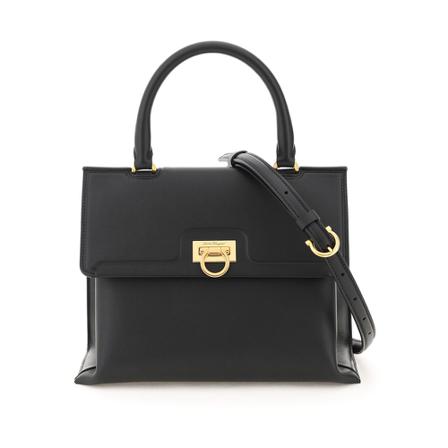 Salvatore Ferragamo, trifolio handbag Zwart, Dames, Maat:ONE Size,leer