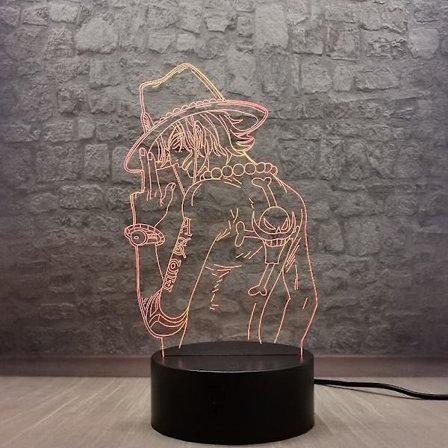Portgasd Ace Night Light Anime Monkey D. Luffys Brother 3d Led skrivbordslampa Vit skägg Pirat Teamledare Bordsdekor Pojkar Rumsdekor Fläktar 