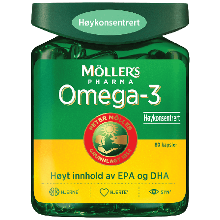 Möller's Pharma Omega-3 høykonsentrert kapsler 80 stk