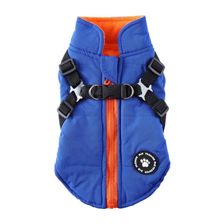 Vandtæt varm hundevinterfrakke med sele, vandtæt hundejakke