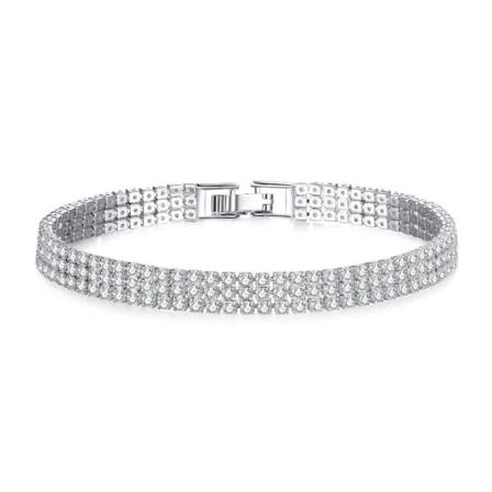Mode 1/2/3 rad Diamond Lovers Armband för kvinnor Bröllopsarmband Armband Party Jubileum Alla hjärtans dag present Pulseras Mujer Row 3 - Silver