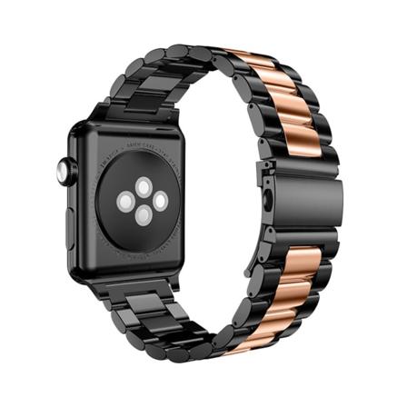 Elegant Metallarmband i Rostfritt Stål för Apple Watch Black/Rose 42/44/45mm