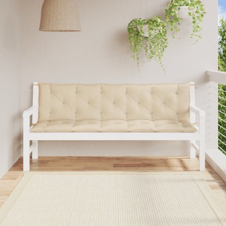 Bänkdyna för trädgården beige 180x(50+50)x7 cm oxfordtyg
